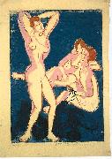 Ernst Ludwig Kirchner Three nudes and reclining man oil painting reproduction